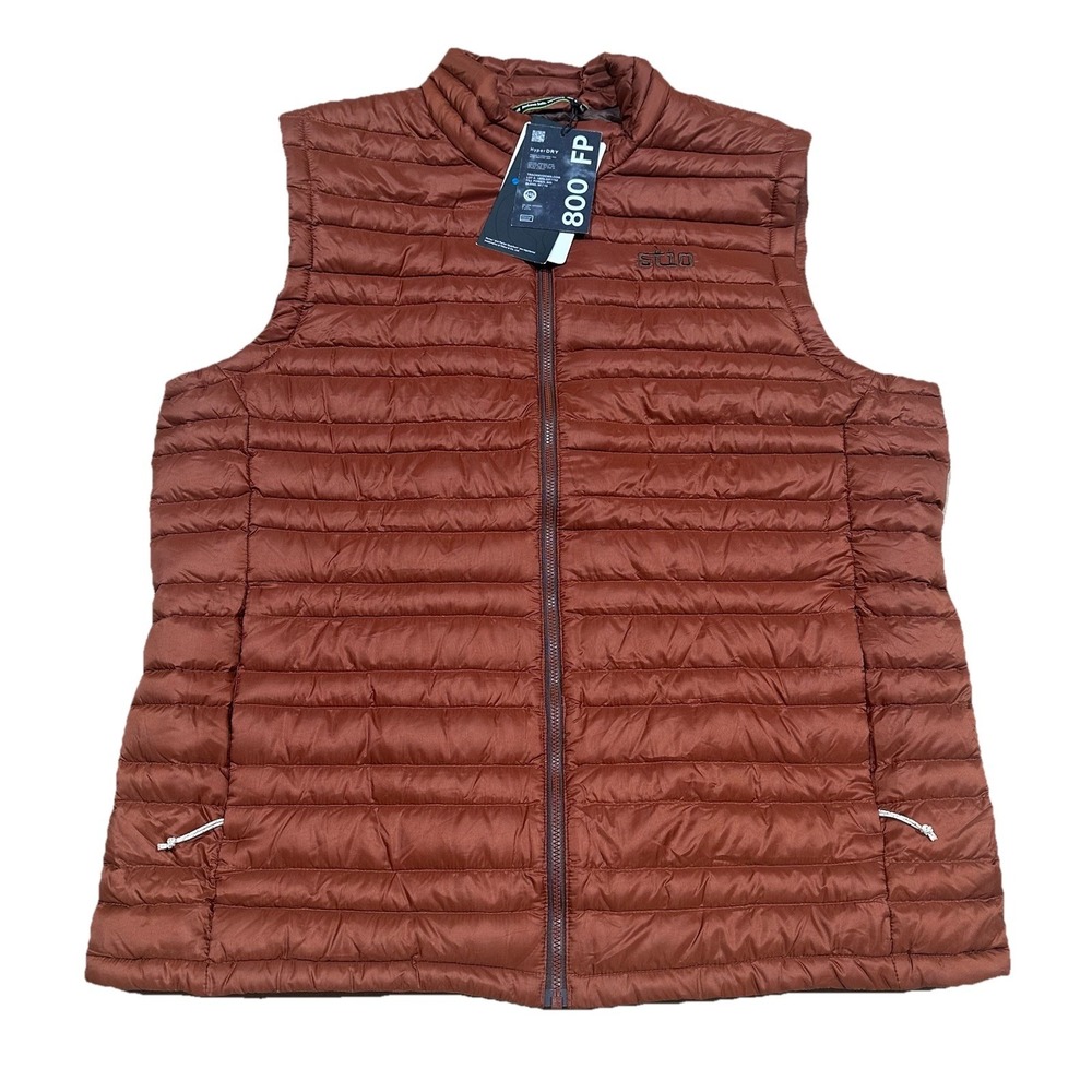 Stio Pinion Down Vest Men's L Coyote Trail Burnt Orange 800 Fill Full Zip Puffer
